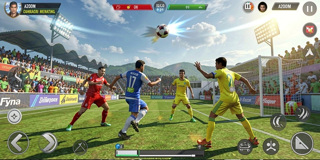 Screenshot A200M menunjukkan aksi seru dalam pertandingan olahraga.