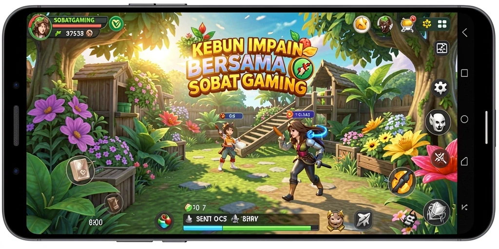 Screenshot utama menunjukkan gameplay seru dalam bertani.