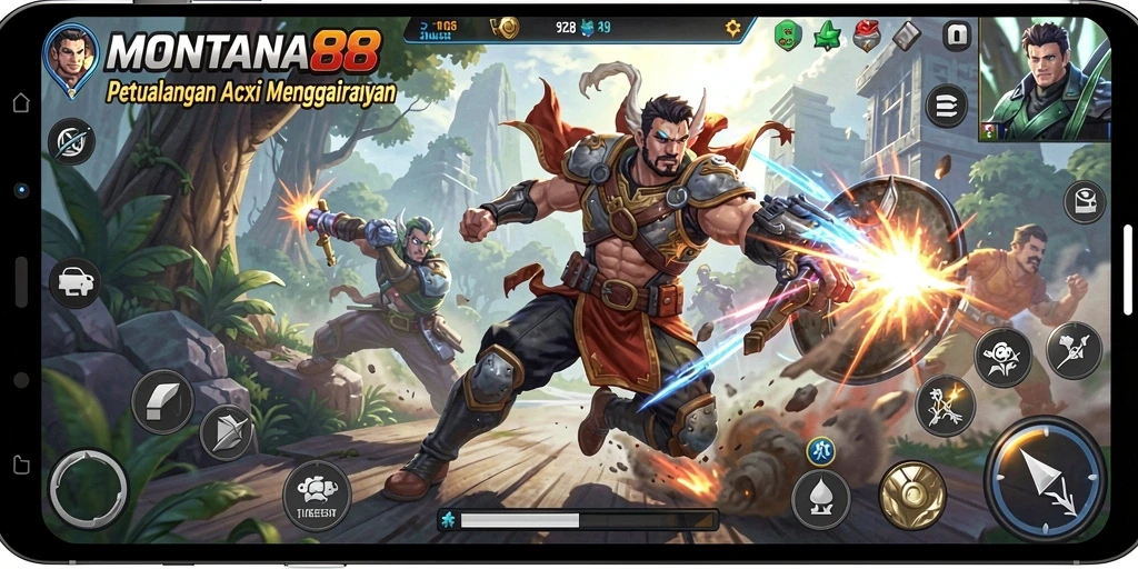 Screenshot utama MONTANA88 menampilkan aksi seru dan gameplay menegangkan.